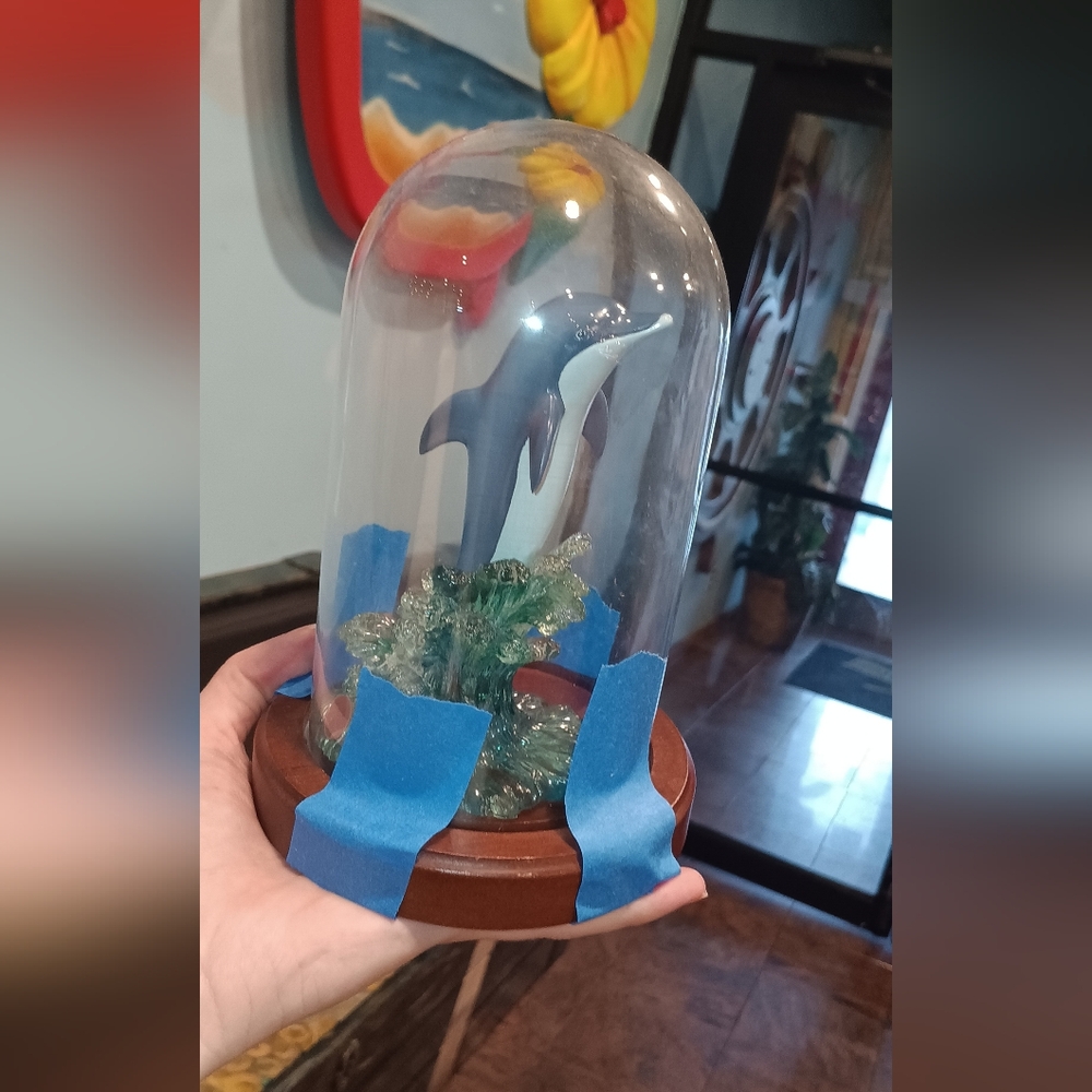 Wyland Crystal Dolphin with Blue and Clear Accents